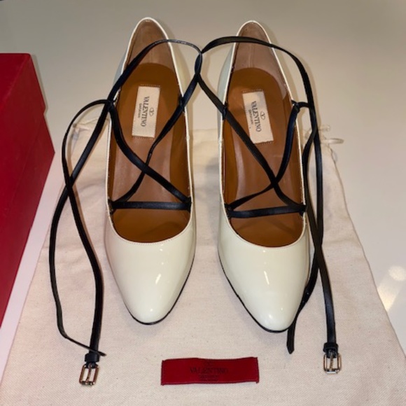 Valentino Ivory Patent Ankle Strap - NEVER WORN